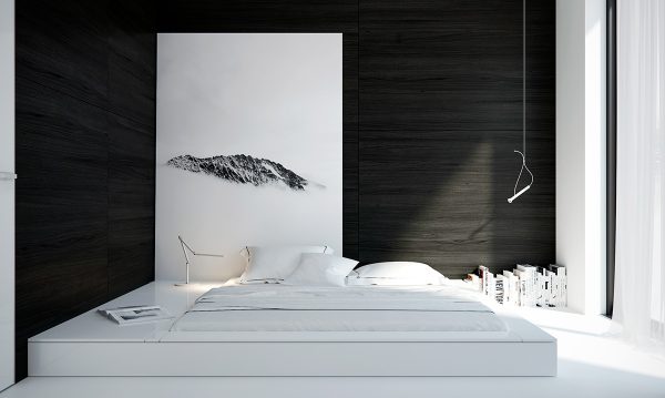 40个漂亮的黑白色卧室设计