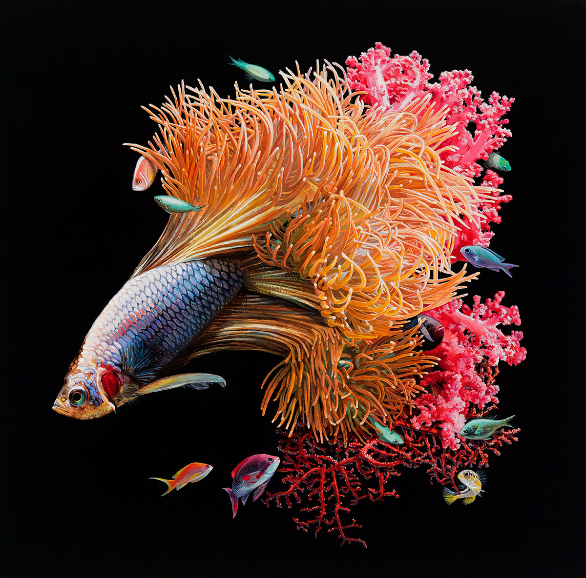 鱼和珊瑚：Lisa Ericson超现实主义绘画作品