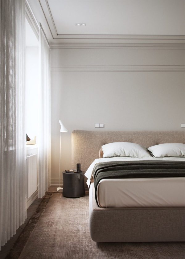 优雅纯白的简约三居室公寓设计