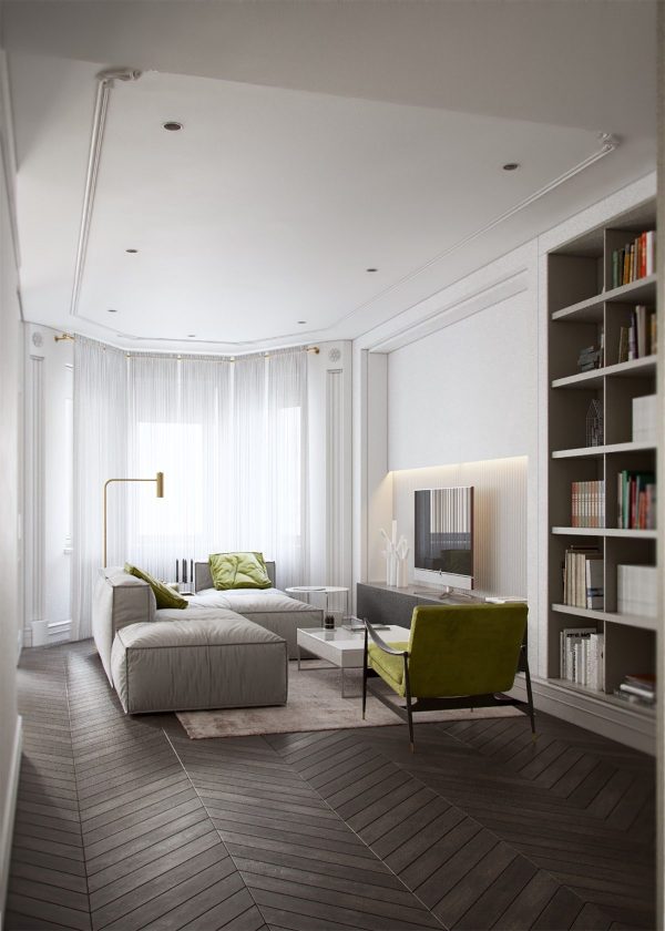 优雅纯白的简约三居室公寓设计