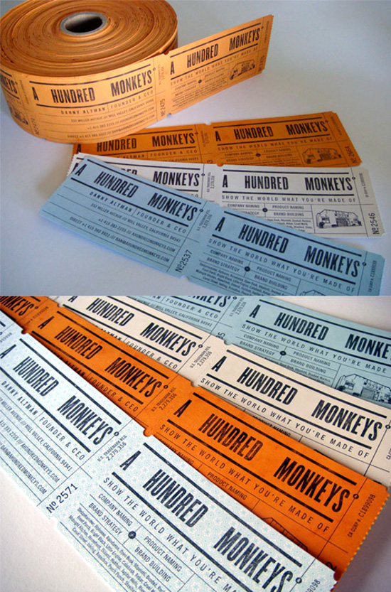 国外独特的票券样式名片设计
