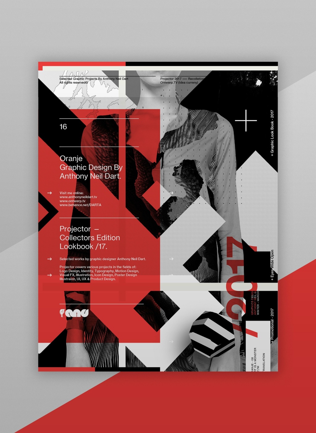 红、白、灰的组合排版: Projector Posters /17海报设计
