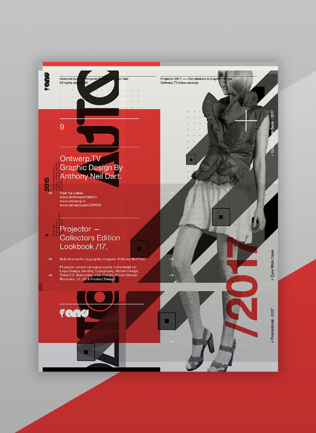 红、白、灰的组合排版: Projector Posters /17海报设计