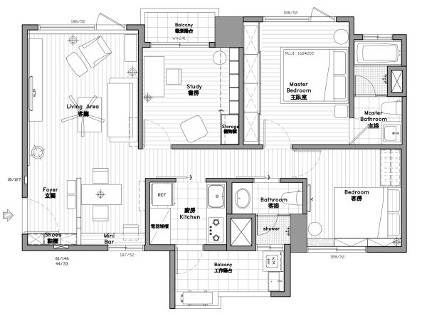 100平米二居室现代公寓装修设计