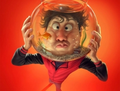 Tiago Hoisel：鼻炎药广告滑稽肖像插画