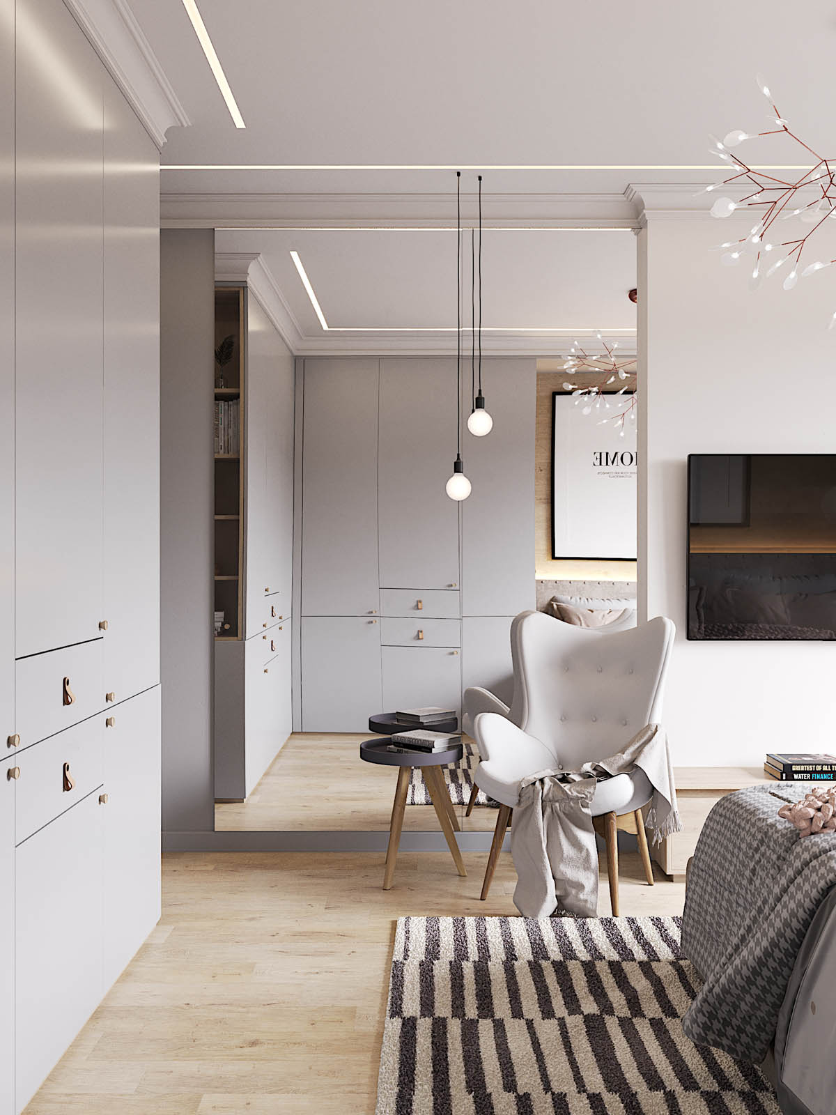 平静而柔和的色调 散发着优雅的精致北欧风格公寓设计