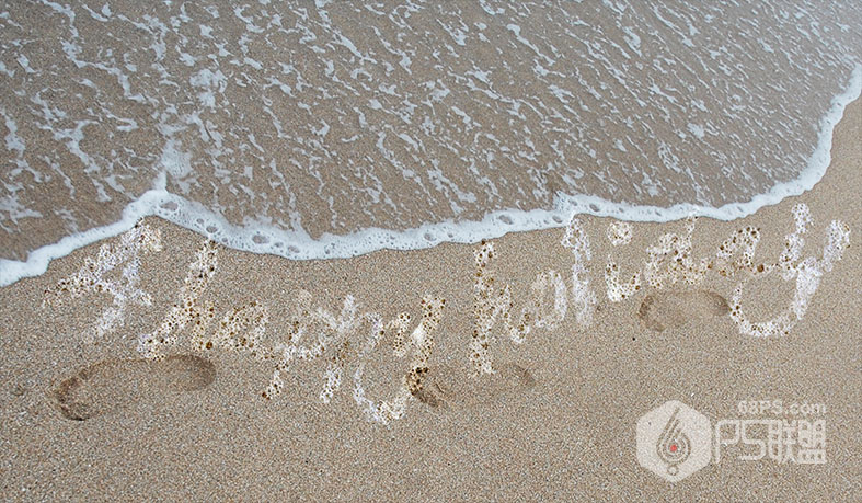 photoshop制作沙滩上的泡沫字效果