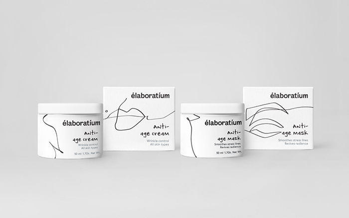 Elaboratium抽象线条的极简风格化妆品包装设计