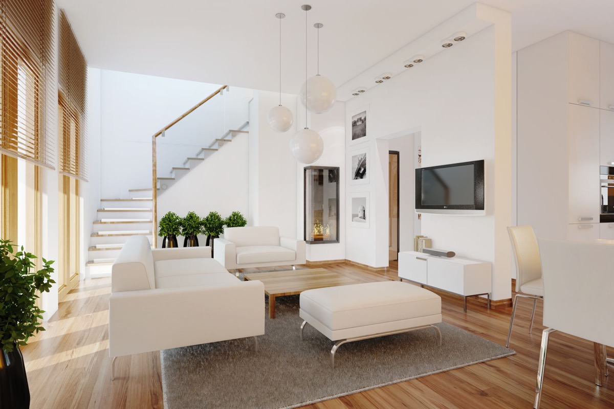 30个纯净的白色起居室与客厅设计